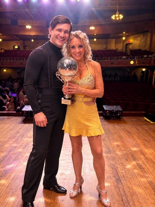 Mirrorball Award winner Denise Trimble with her dance partner