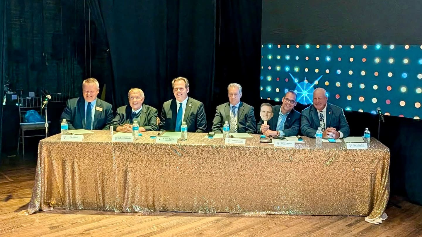 Local mayors and village presidents judging Dancing with the Local Stars